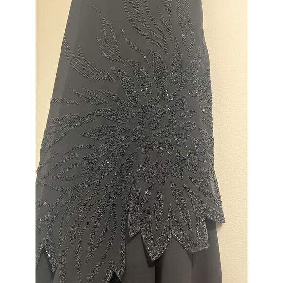 Vintage Studio 80’s Beaded 2 Layers Black Formal Maxi Goth Whimsical Dress Sz M - Picture 2 of 8